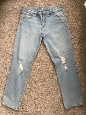 GAP Girl Friend Light Wash Straight Leg Ripped Jeans
